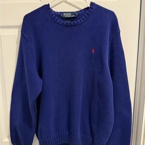 Vintage Polo by Ralph Lauren Men's Crewneck Sweater in Rich Blue